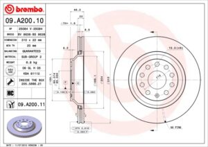 BREMBO Bremsesæt, skivebremser ijzjsggm09 bagaksel indvendig ventileret 310mm 22mm for AUDI VW SKODA VW (FAW)