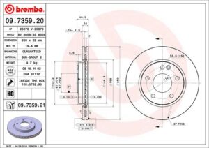 BREMBO Bremsesæt, skivebremser sg00000cjz foraksel indvendig ventileret 260mm 22mm for MERCEDES-BENZ