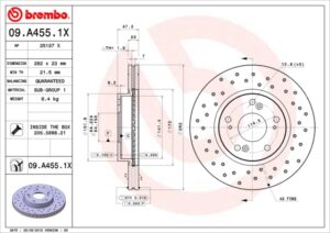 BREMBO Bremsesæt, skivebremser sk8k0f1za3 foraksel perforeret/ventileret 282mm 23mm for HONDA HONDA (GAC) ACURA