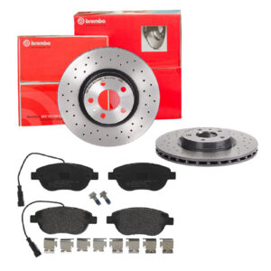 BREMBO Bremsesæt, skivebremser sk8k0f2sc1 foraksel perforeret/ventileret 284mm 22mm for OPEL ABARTH ALFA ROMEO FIAT VAUXHALL