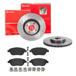 BREMBO Bremsesæt, skivebremser sk8k0f62y2 foraksel perforeret/ventileret 284mm 22mm for PEUGEOT CITROËN LANCIA FIAT ALFA ROMEO ABARTH