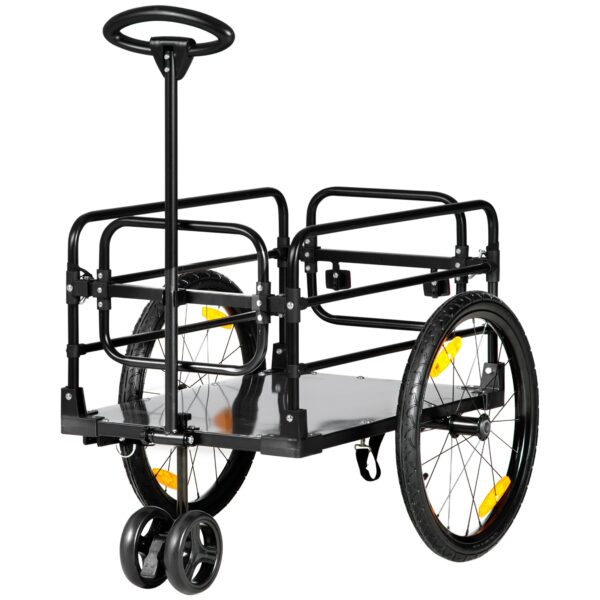 Cargo trailer sækkevogn 130 x 64 x 103 cm stål sort+gul