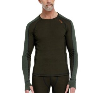Dovre Jacquard Baselayer Militærgrøn uld Small Herre