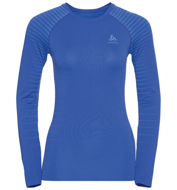 Odlo Women's Syntetisk L/S Baselayer TOP Crew - Blå-Medium