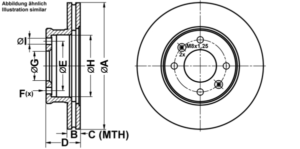 ATE Bremsesæt, skivebremser ijf1415n14 foraksel ventileret 241mm 18mm for KIA HYUNDAI