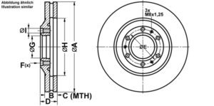 ATE Bremsesæt, skivebremser ijf1417j10 foraksel ventileret 280mm 26mm for OPEL VAUXHALL ISUZU