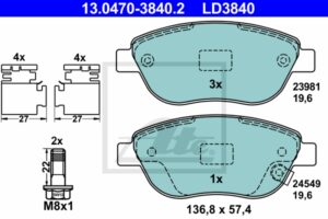 ATE Bremsesæt, skivebremser ijzjsghev8 foraksel ventileret 284mm 22mm for VAUXHALL OPEL FIAT