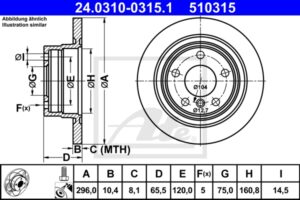 ATE Bremsesæt, skivebremser ijzjsgkbb8 bagaksel fuld 296mm 10mm for BMW MINI