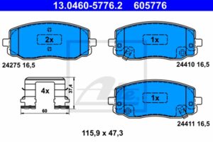ATE Bremsesæt, skivebremser sg00000d0z bagaksel fuld 234mm 10mm for HYUNDAI KIA