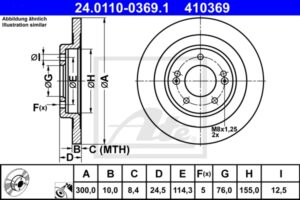 ATE Bremsesæt, skivebremser sg00000dhq foraksel fuld 300mm 10mm for SSANGYONG HYUNDAI KIA