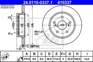 ATE Bremsesæt, skivebremser sg00000di7 bagaksel fuld 270mm 9mm for TOYOTA LEXUS