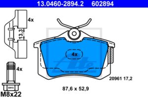 ATE Bremsesæt, skivebremser sg00000dmb foraksel fuld 230mm 22mm for SKODA SEAT VAG