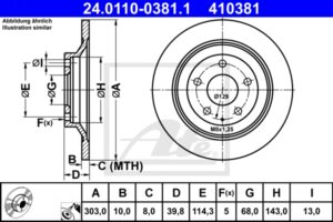 ATE Bremsesæt, skivebremser sg00000ds7 bagaksel fuld 297mm 10mm for MAZDA