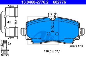 ATE Bremsesæt, skivebremser sg00000dzl foraksel fuld 258mm 8mm for MERCEDES-BENZ