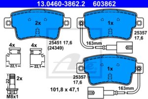 ATE Bremsesæt, skivebremser sg00000e0u bagaksel fuld 264mm 10mm for OPEL FIAT JEEP VAUXHALL