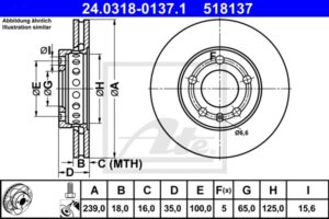 ATE Bremsesæt, skivebremser sg00000e2m bagaksel fuld 239mm 9mm for SEAT SKODA VAG