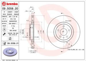 BREMBO Bremsesæt, skivebremser ik3ebylsx0 foraksel indvendig ventileret 284mm 22mm for LANCIA ALFA ROMEO FIAT