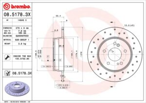 BREMBO Bremsesæt, skivebremser sg00000clt bagaksel perforeret 278mm 9mm for MERCEDES-BENZ CHRYSLER