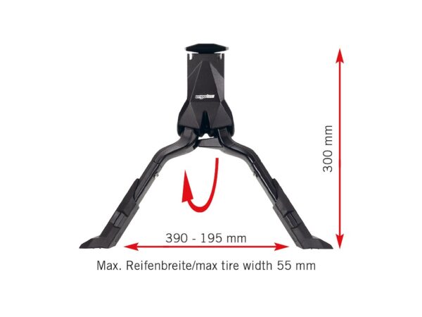 Ergotec Double Flex 3 støtteben center 28-29" cykler 300 mm høj sort
