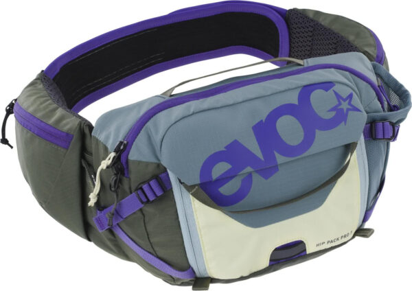 Evoc Hip Pack Pro 3 Hoftetaske med 1.5L Hydreringsblære - Stål/Violet/Mørk Oliven