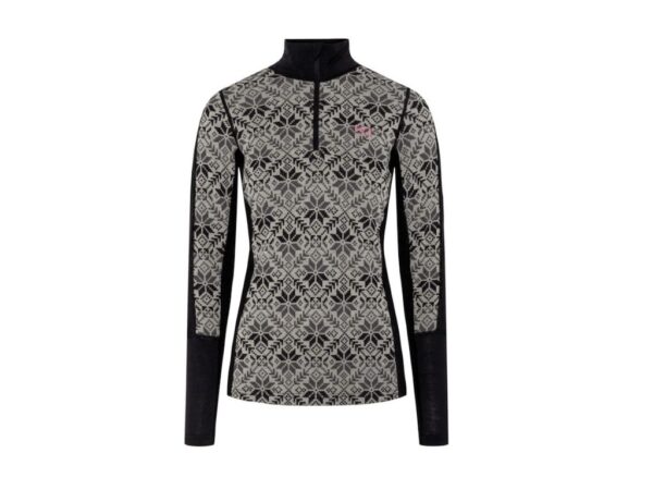 Kari Traa Anna baselayer half-zip trøje merino sort/hvid dame