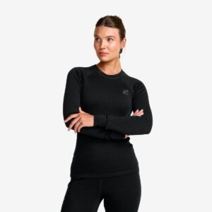 Route Merino Warm Base Layer Top Dame Black, Størrelse:L - Dame > Baselayers