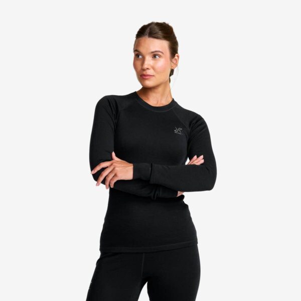 Route Merino Warm Base Layer Top Dame Black, Størrelse:L - Dame > Baselayers