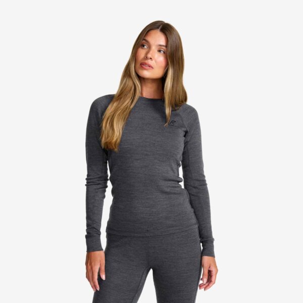 Route Merino Warm Base Layer Top Dame Dark Grey Melange, Størrelse:3XL - Dame > Baselayers
