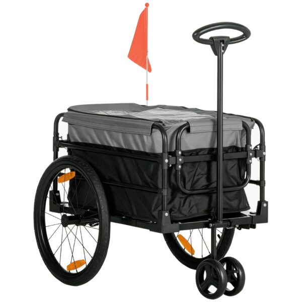 Cargo trailer sækkevogn 130 x 64 x 103 cm stål sort+grå
