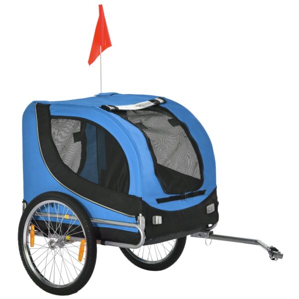 Cykeltrailer op til 20 kg, universalkobling, sikkerhedsanker, reflektor, stål, blå+sort