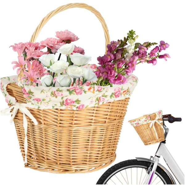 Fletkurv til cykelforkurv flettet blomsterindsats