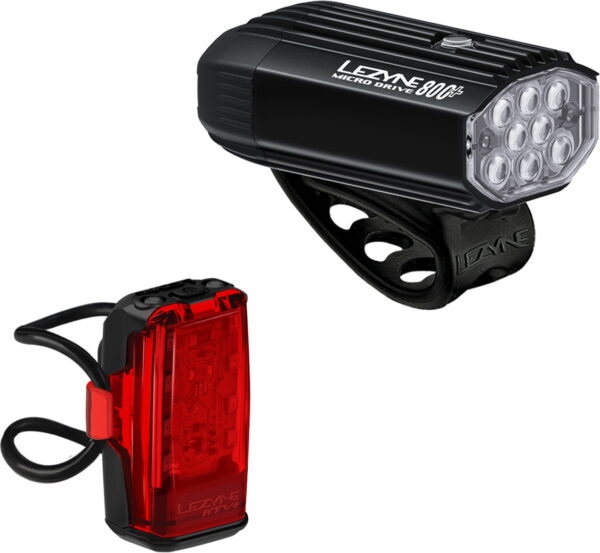 Lezyne Micro Drive 800+ / KTV Drive Pro+ Lygtesæt 800/150 lumen - Black