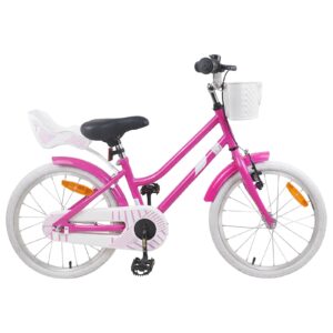 Barnecykel 18 tommer 5-7 år - mørk pink