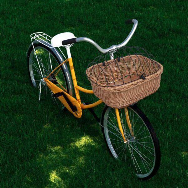Cykelkurv til styr med låg 50 x 45 x 35 cm - naturlig pil