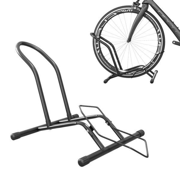Cykelstativ til cykler, cykelholder i stål til 85 mm dækbredde, fritstående, 59 x 41 x 38 cm, sort