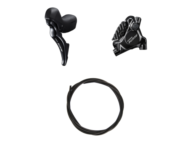 Shimano 105 STI og hydraulisk bremsesæt small venstre sort ST-R7025L og BR-R7070F
